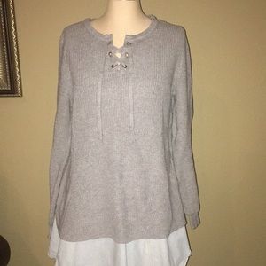 Cute Gray Lace Up Sweater from Old Navy